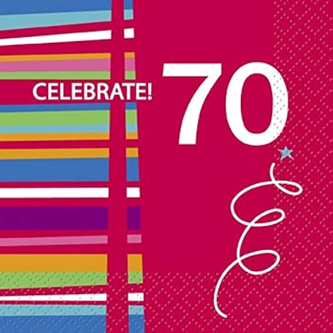 RED CELEBRATE BEVERAGE NAPKINS FOR AGE 70 16 PIECES